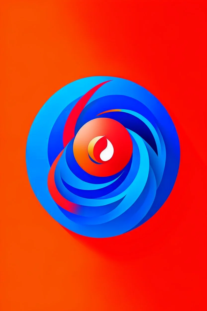 logo for a telecom company , gradient red and orange logo, blue backround