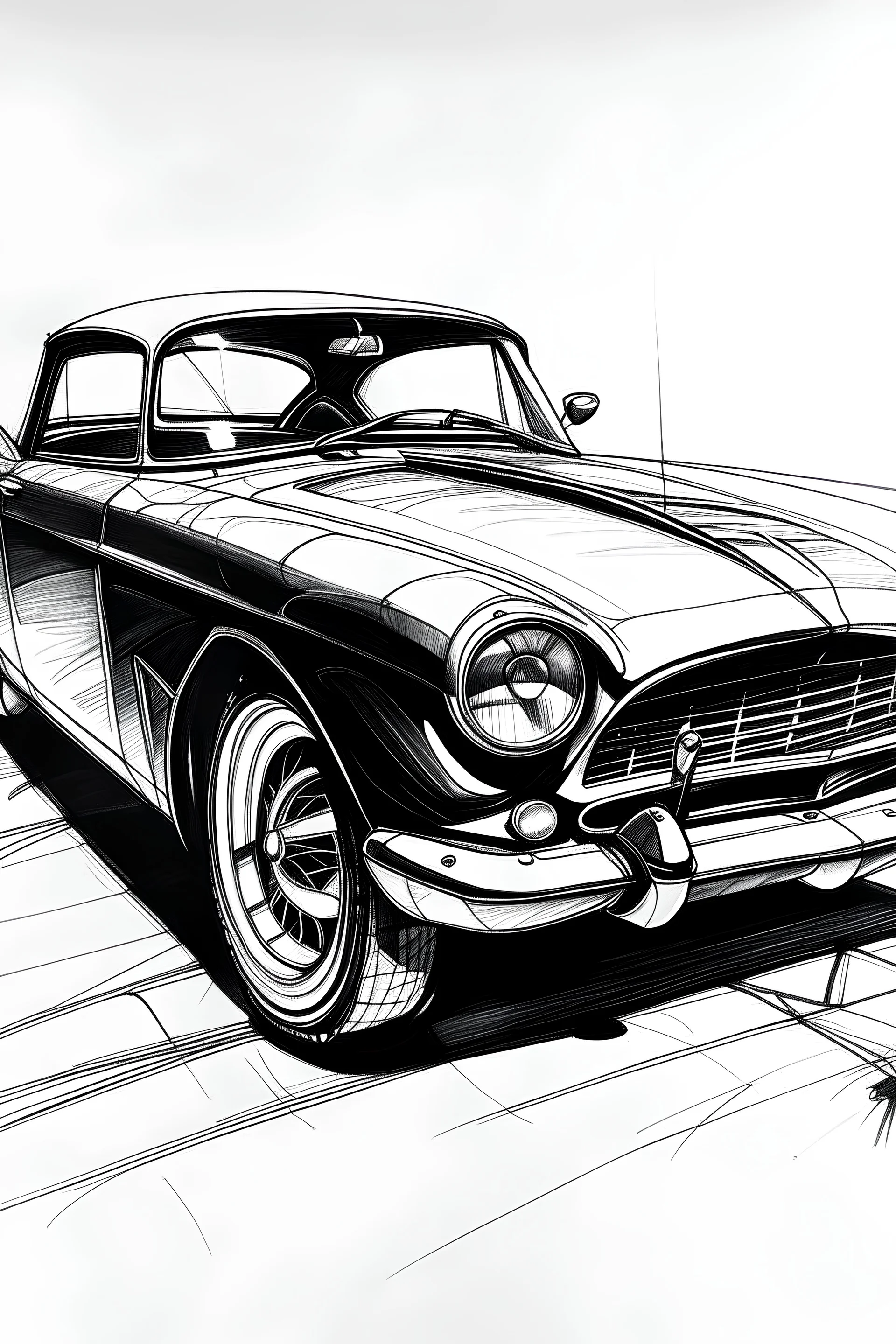 Drawin car Black and white