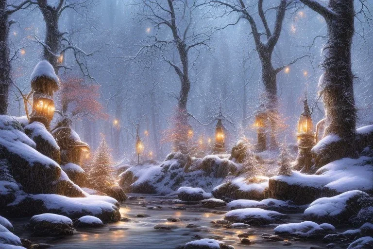 RIVER ROCK FOREST WINTER LANTERN