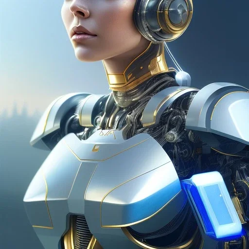 cosmos masterpiece, humanoid cyborg robot with sword hands, sango fantasy, fantasy magic, sharp focus, illustration, highly detailed, digital painting, concept art, matte, artgerm and paul lewin and kehinde wiley, full figure, fit in board, cyber punk, pretty accurate hands face fingers, natural aye, fit within portrait