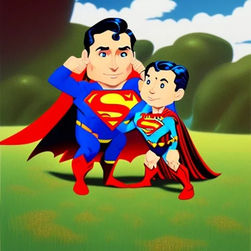 superman eating a small boy for breakfast