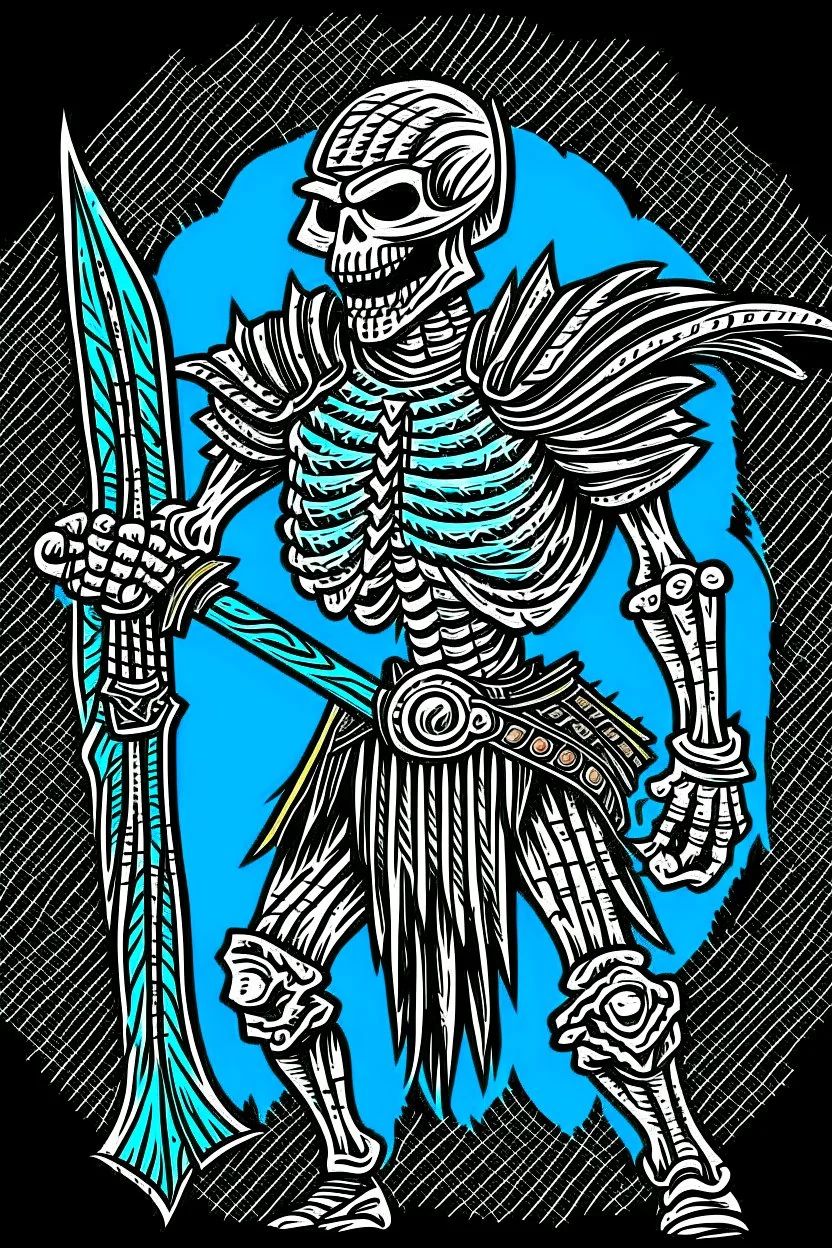 skeleton warrior, comic style