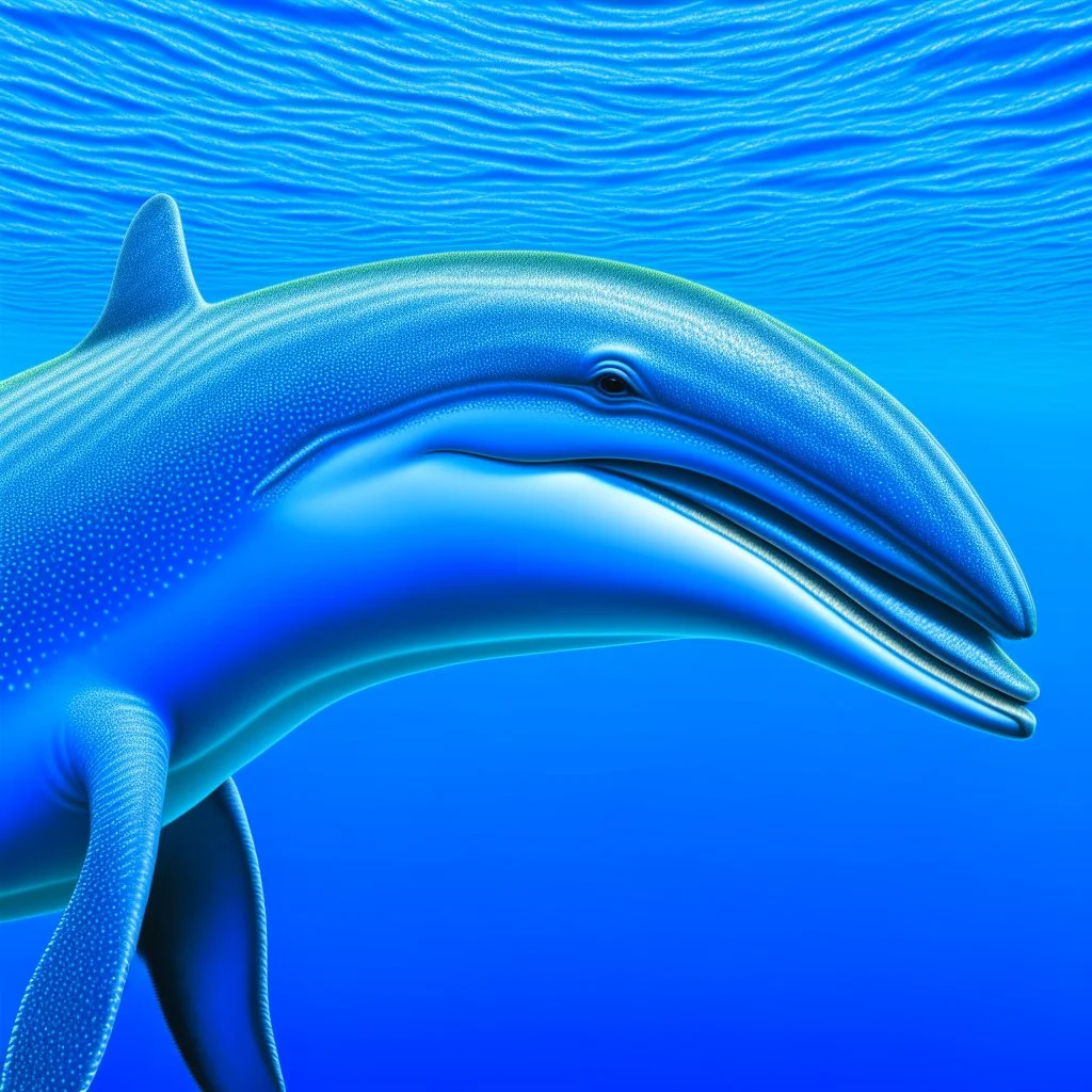 a hyper realistic illustration of a Dolphin, detailed, using three colors blue. ocean background.