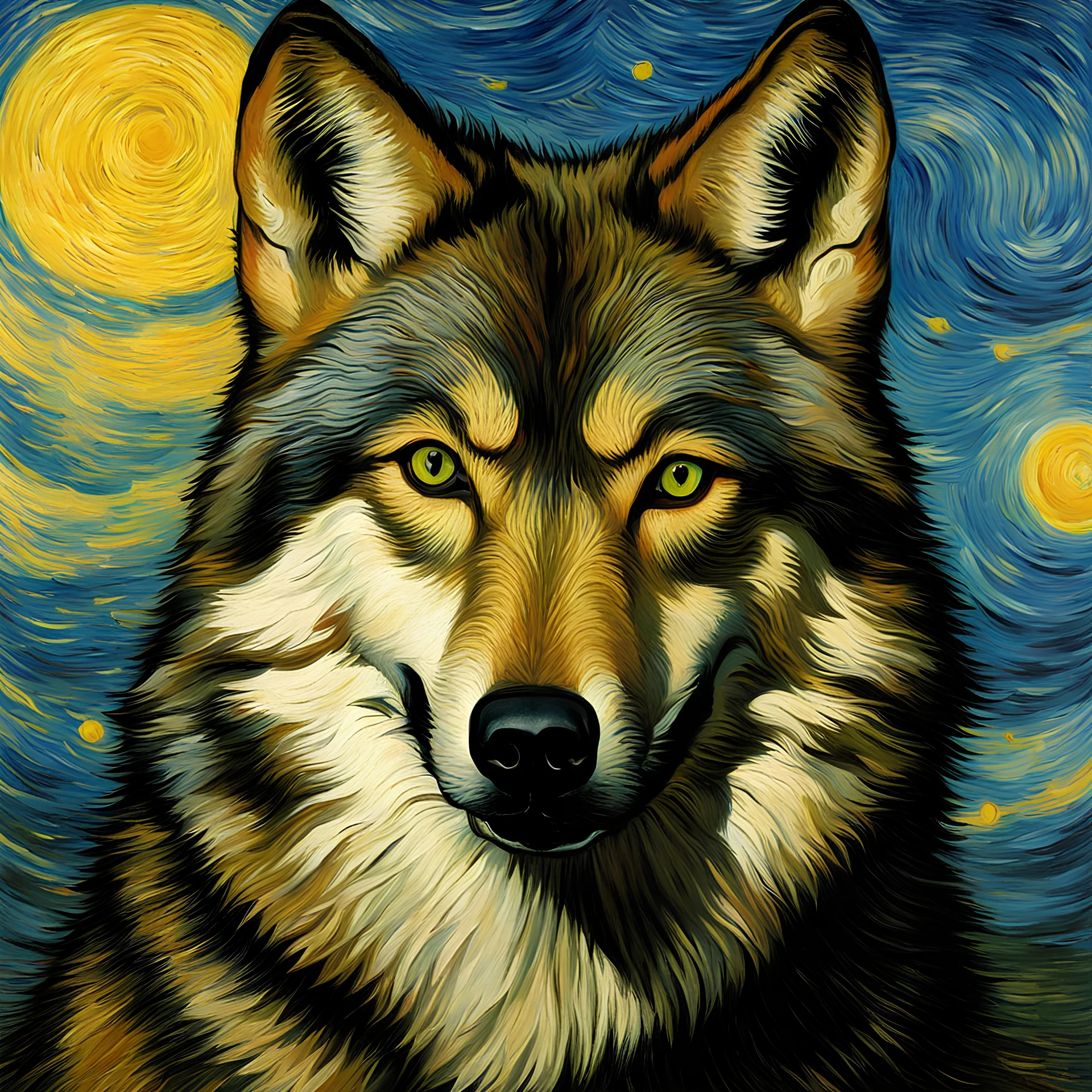 Portrait of a wolf by Van Gogh