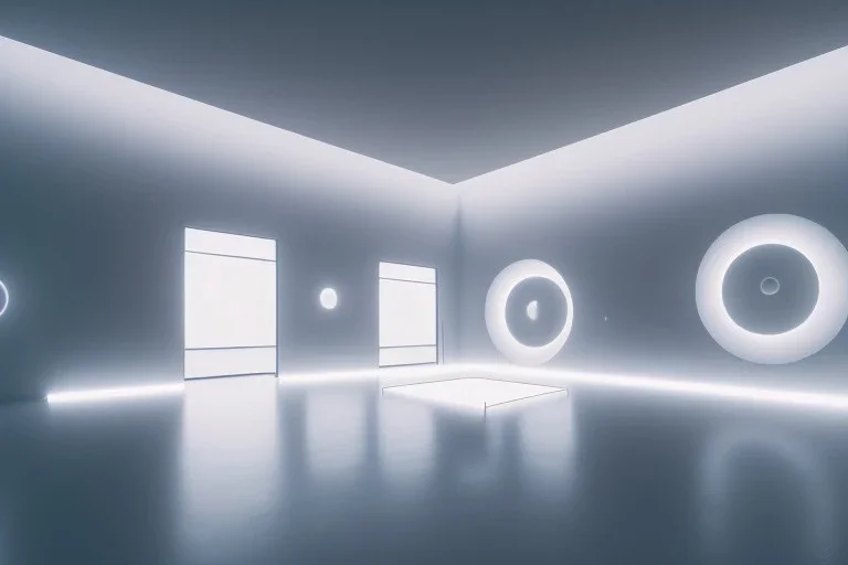 clean minimal modern museum space, realistic image. studio photo, unreal engine 5, soft color, 16 bit, god lights, ray tracing, RTX, lumen lighting, ultra detail, volumetric lighting, 3d, finely drawn, hd.