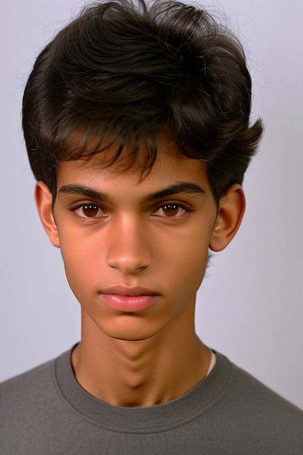 Appearance: Ari has a mixed-race skin tone with a light brown complexion. He has dark hair in a page boy haircut that sticks out from behind his ears, and his hair length could be somewhere in-between long and short. His face is thin with high cheekbones and gray eyes that are often full of emotion and a gentle smile. He stands at around 5 feet 7 inches tall, with a lean build that suggests he doesn't engage in a lot of physical activity. He is of average attractiveness with a boyish face.