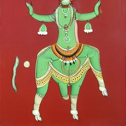 cow with hands and wings in Indian painting style