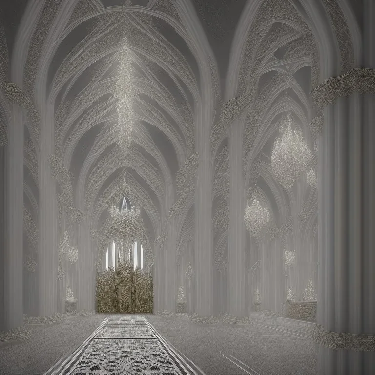 white color gothic palace inside with 5 thrones