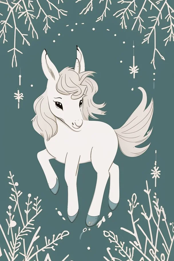 A delightful coloring page design showcasing an adorable baby unicorn in a charmingly naive art style. The artist has skillfully created a whimsical scene with minimal details and a focus on bold, thick black outlines. The endearing fox, prominently positioned in the center, is the highlight of this illustration. The all-white background beautifully complements the simplistic design, allowing young artists to unleash their creativity. As the baby fox takes center stage, a subtle hint of its