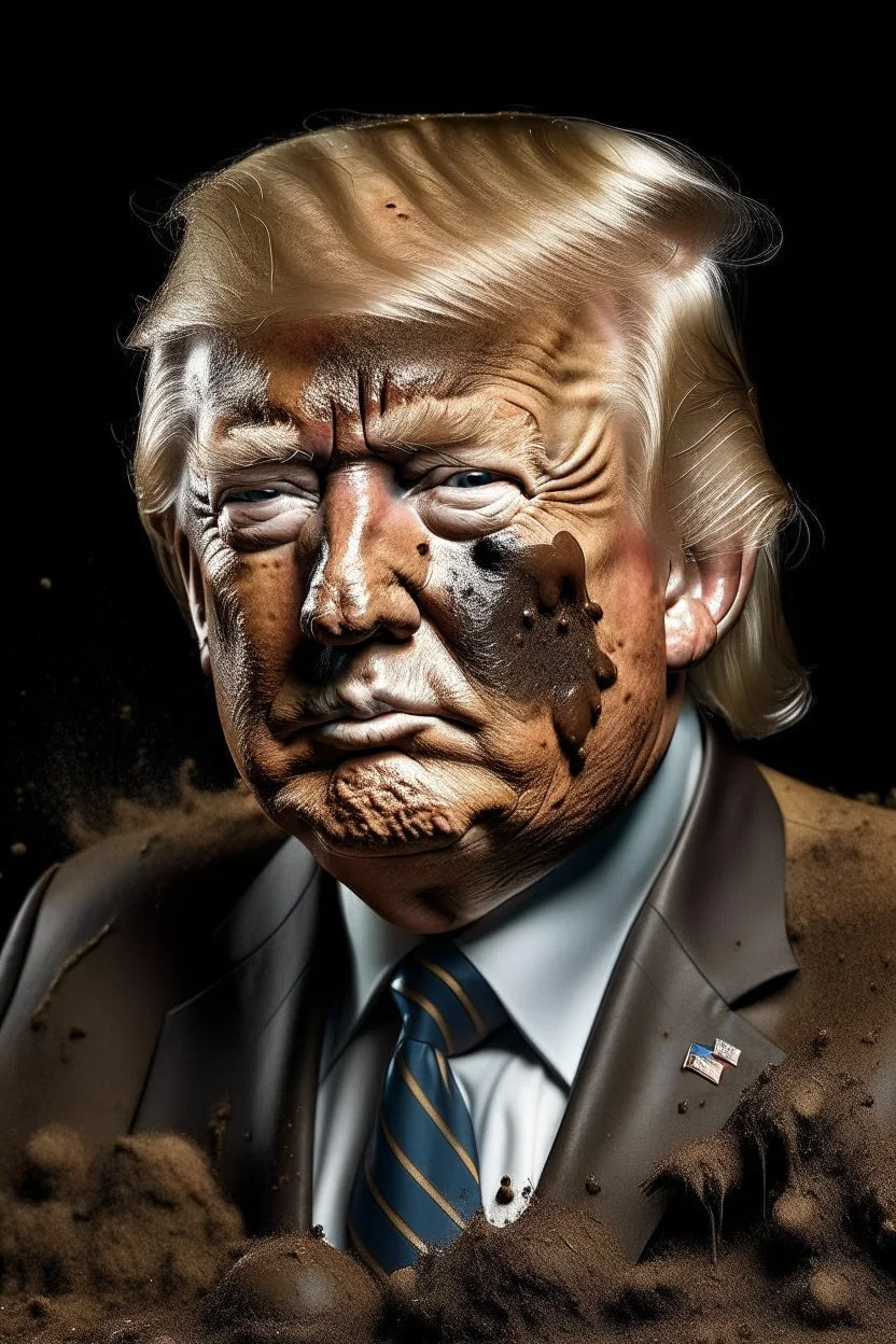 president donald trump as a pig covered in feces