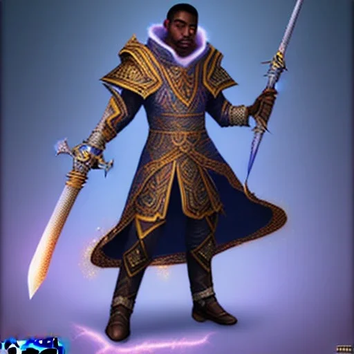 cosmic mage, elf, male, battle mage, sword, epic, dark skin