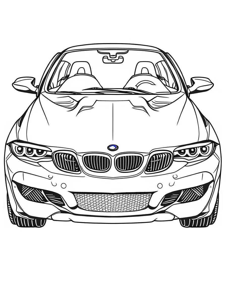 front A BMW M5 car, line drawing