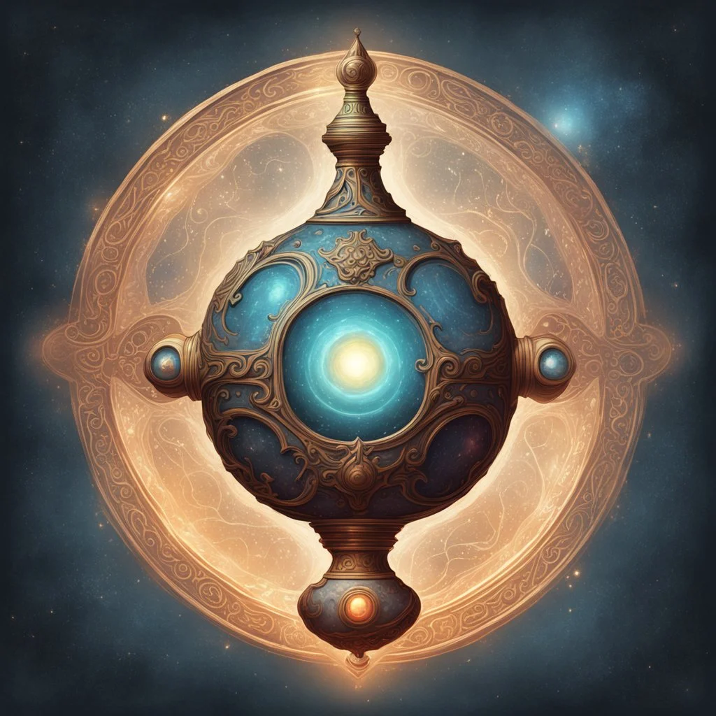 Bordered digital illustration of a Celestial Alembic rendered object. in the style of kaja foglio, Symbolism and Hermeticism. High quality, masterpiece. Dungeons And Dragons