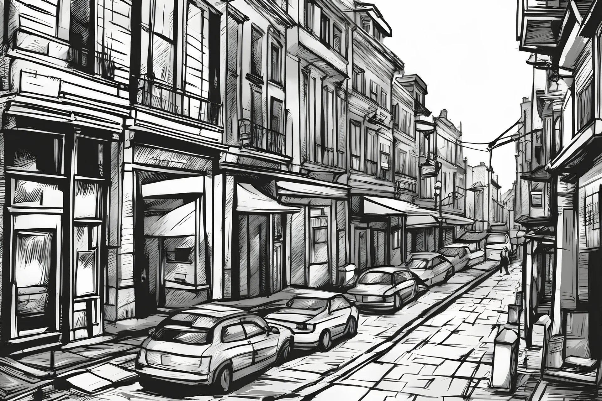 city street in drawing comic style