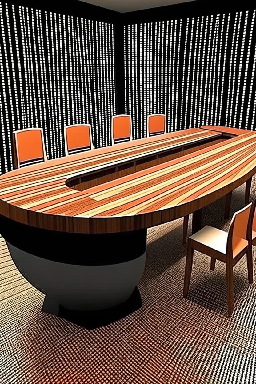 3D-shot Table in restaurant oval shape and large size