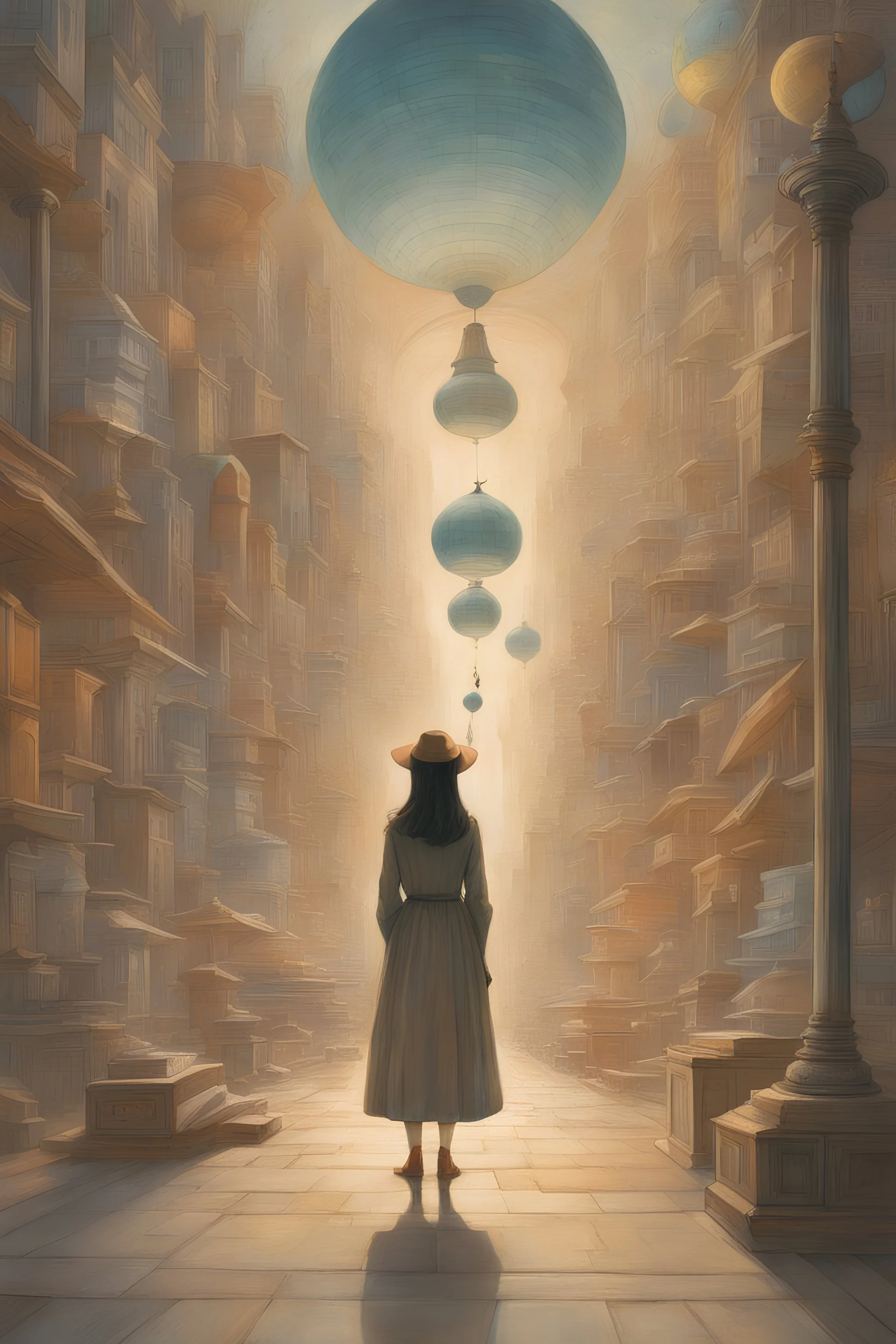 Anne Anderson, Shaun Tan, Surreal, mysterious, strange, fantastical, fantasy, Sci-fi, Japanese anime, exiled from paradise, beautiful girl and boy, mathematical utopia, perfect voluminous body, detailed masterpiece