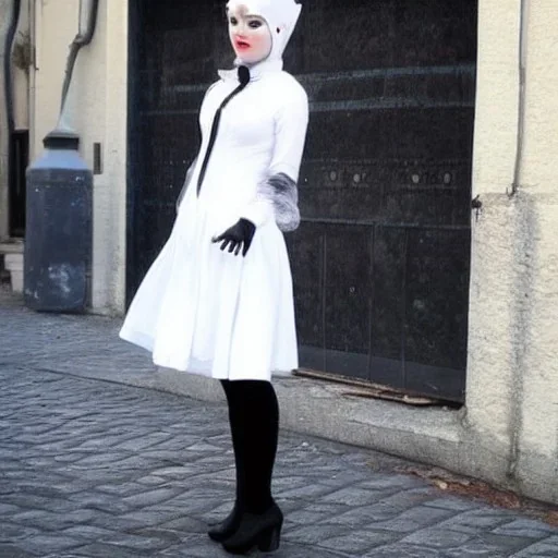 white cat-woman with attractive outfit.