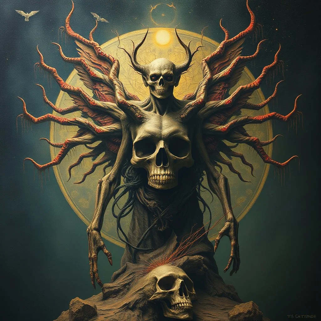 visual necromancy, wages of sin and regression of time, gnostic biomorphic ascension, surreal abstract horror, imagine if Zdzislaw Beksinski composed, by VS Gaitonde, by Tomasz Setowski, visceral, unsettling, fantastically sophisticated