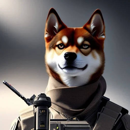 Kabosu the shiba inu, as a black ops soldier