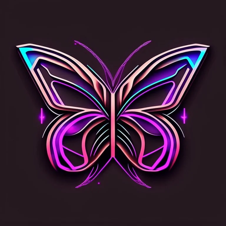 symetry!!, butterfly!!, logo, NFT, colorful, cyberpunk, neon punk, curves, lines, simple, gradient, creative, holographic