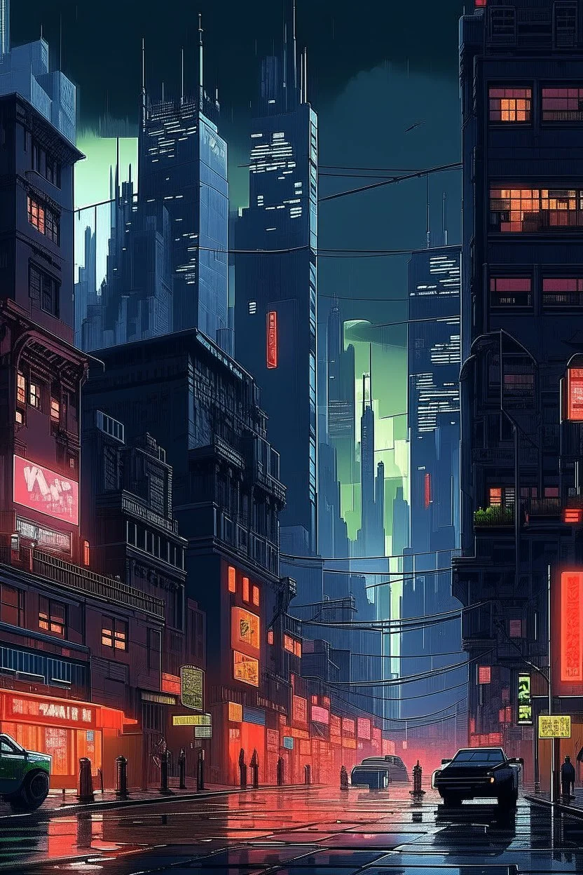 New York , cyberpunk, pixel art style, dramatic lighting, pixel art