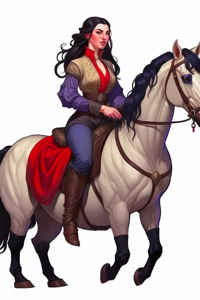 Ezmeralda from Curse of Strahd sitting side saddle on a horse