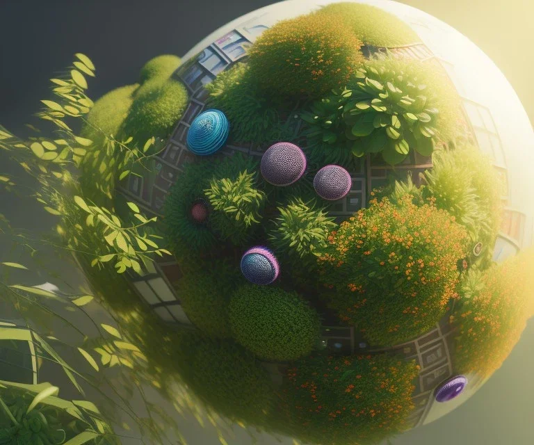 globe, plants and flowers around, kente, cinema 4d, octane render, high detail