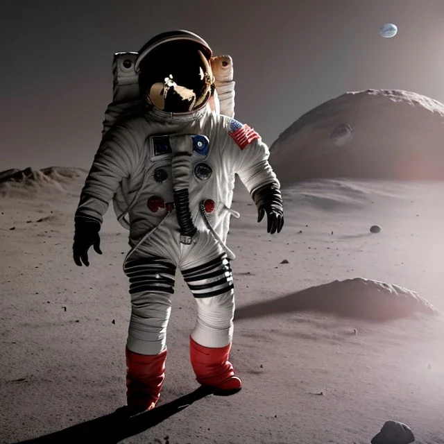 an astronaut in moon, full body, highly detailed, kente, black puffer jacket, 3d render