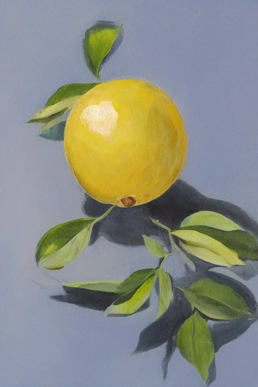 painting of a blue lemon on a white background