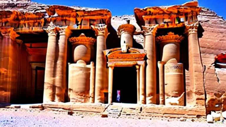 A Tesla semi-truck is parked, at Petra, in Jordan. CINEMATIC. WIDE ANGLE LENS.