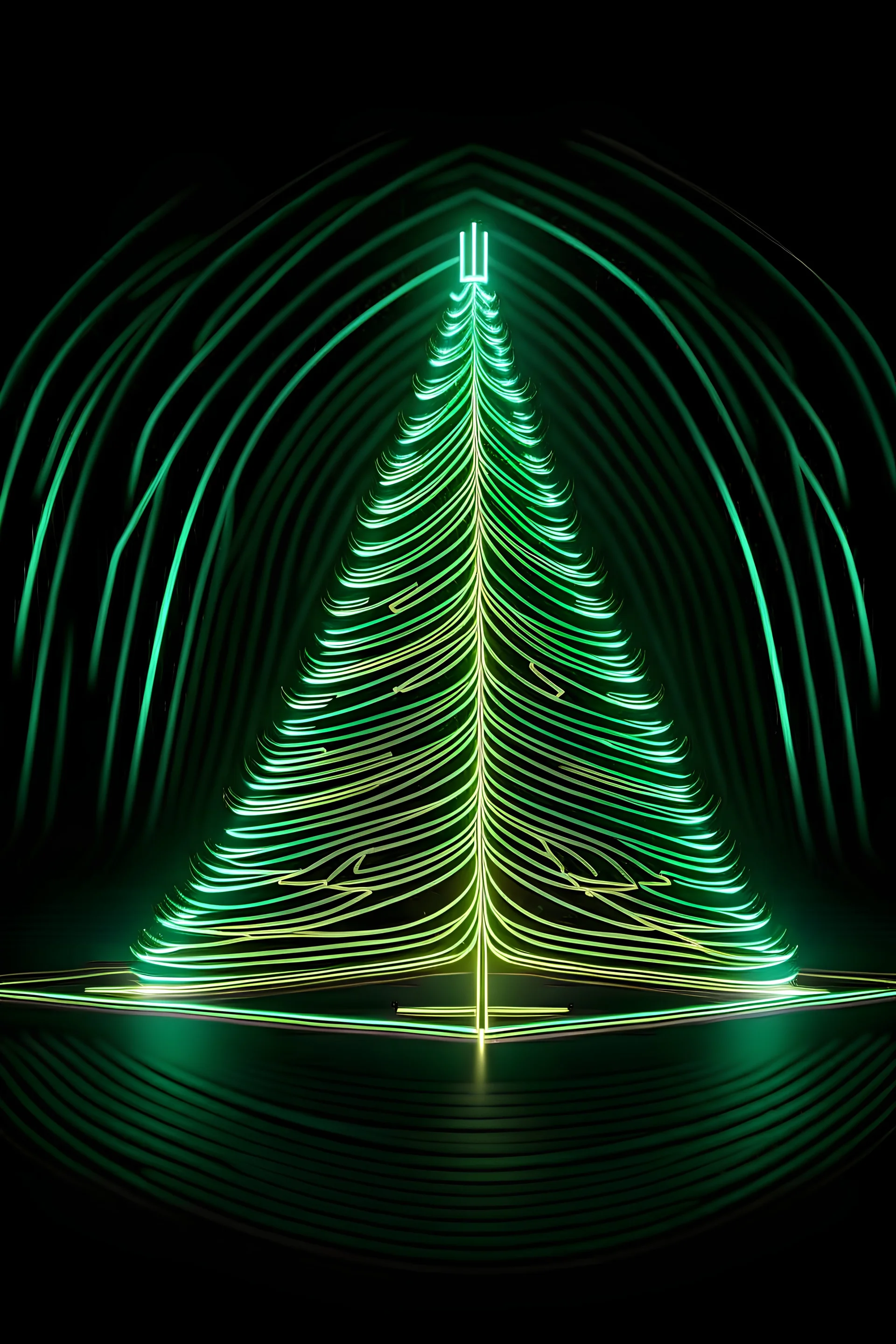 Christmas tree drawn lines with lighting