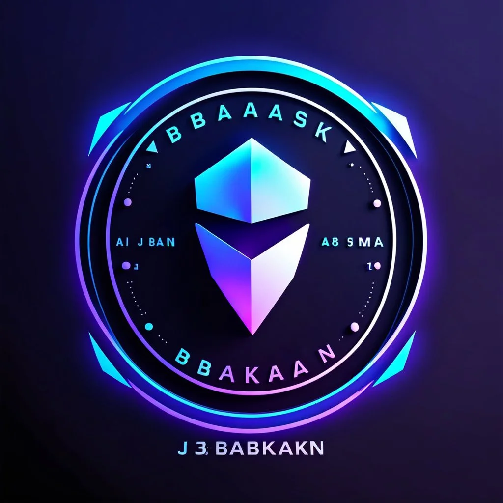 create a logo for me "J. Babakan" .i am an ai programmer artist i want a 3d graphical Logo ,ai ,code, flow charts blended at background