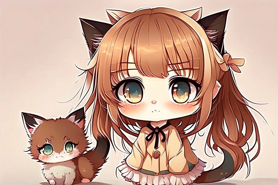 cute chibi girl as a cat