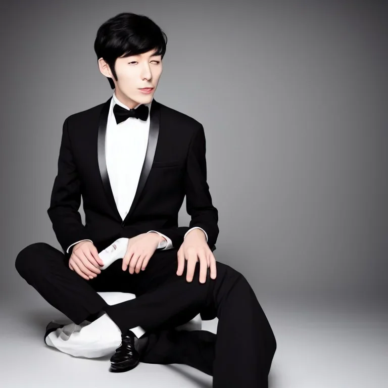 Korean black haired man in tuxedo