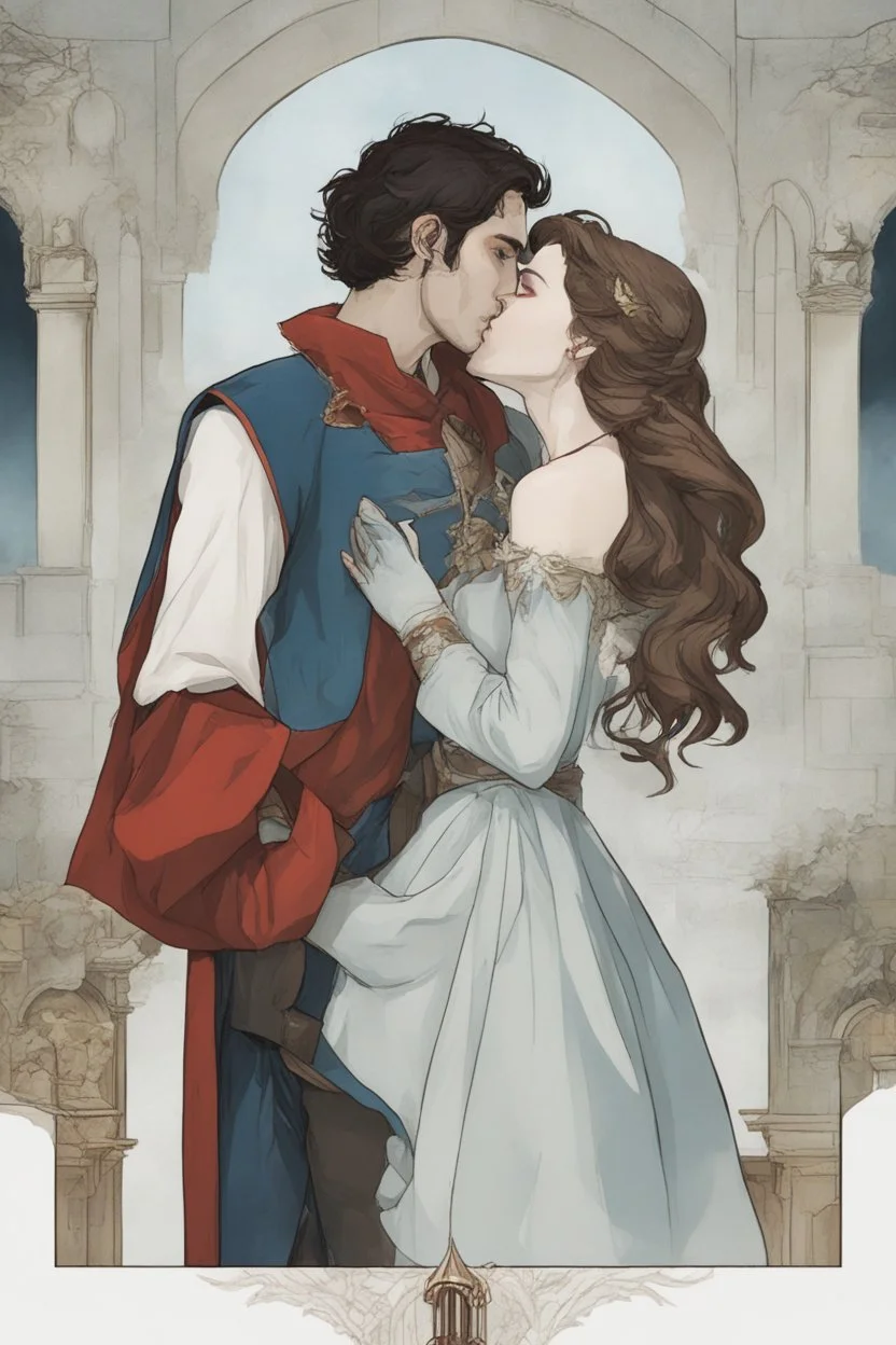 A couple from the dnd game curse of Strahd kissing