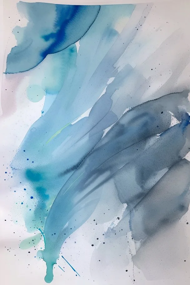 Abstract wet watercolour, grey blue