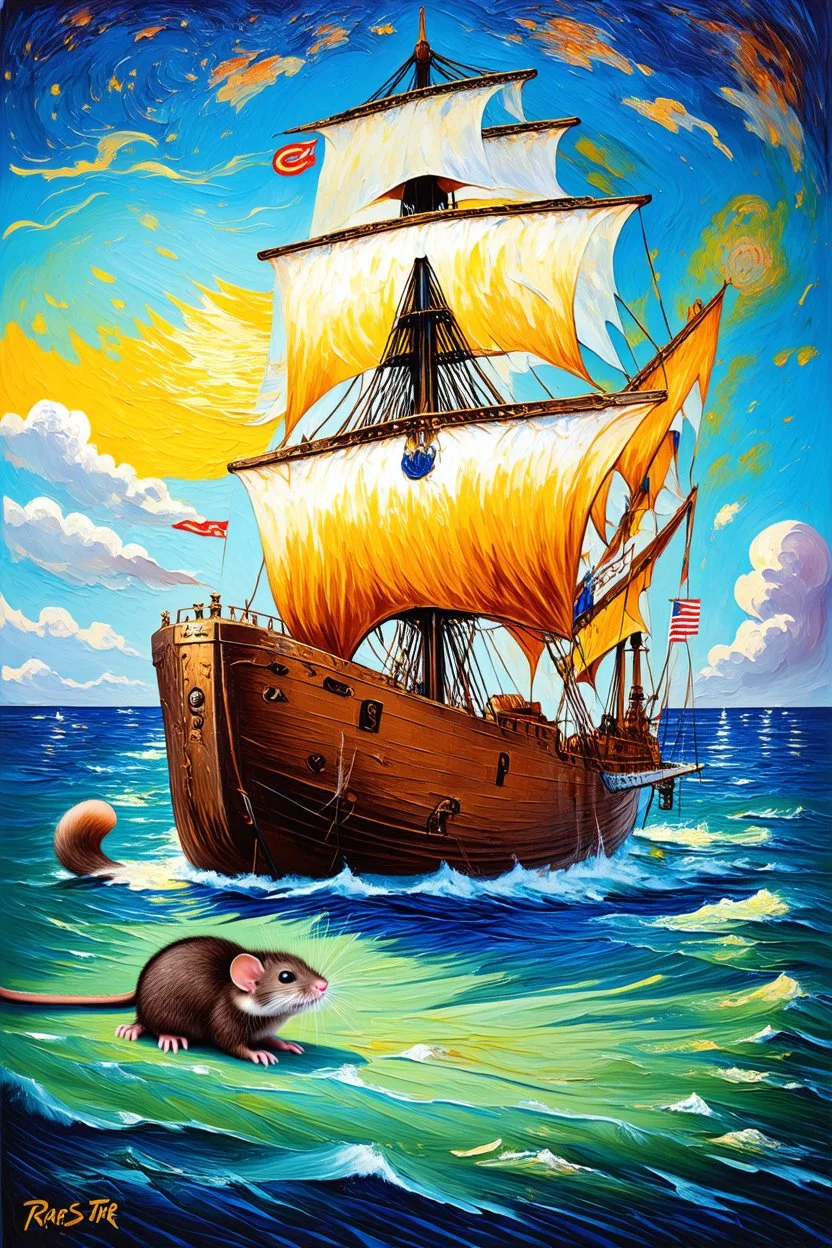 Rats off the sinking ship; a lowbrow mashup of Van Gogh and Da Vinci
