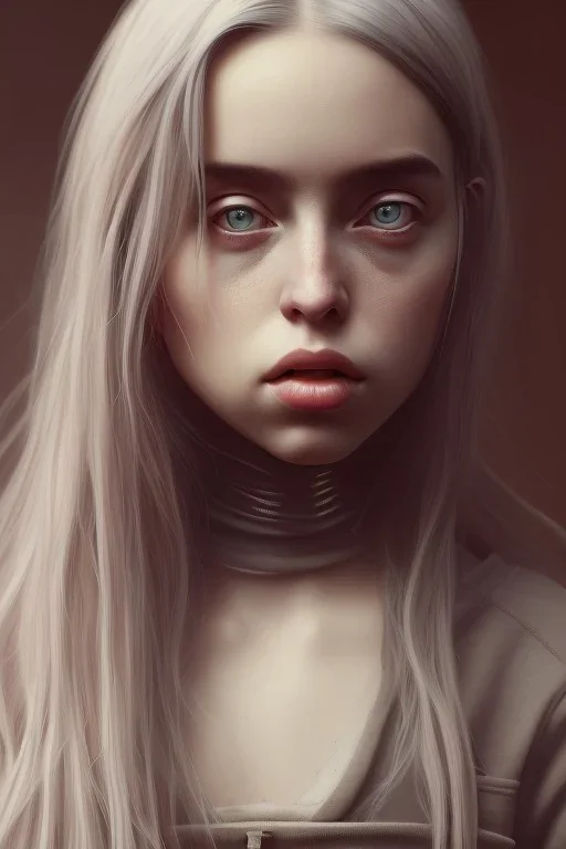 full body, Billie eilish,identify face, skinny clothing , big busty dirty face,,pintura, ,details,texture,8k quality, florest, Minimalism, Romanticism, Expressionism, Impressionism