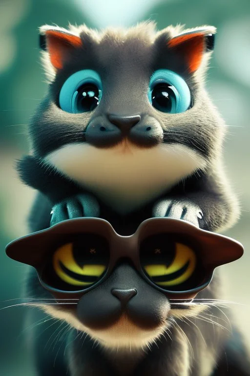 Close-up Portrait of a cool animation animal character, cute, witty, striking and one of a kind, 2d