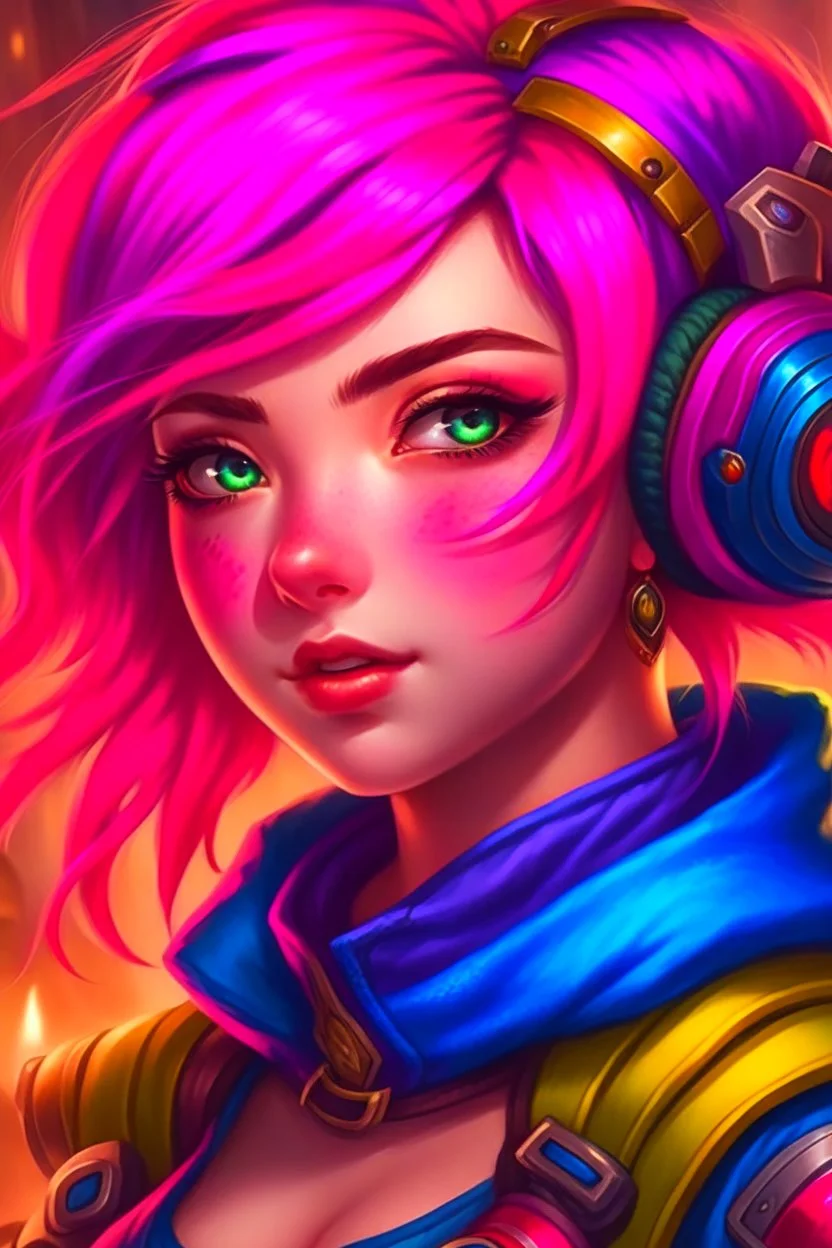 Portrait of Vi, from League of Legends videogame