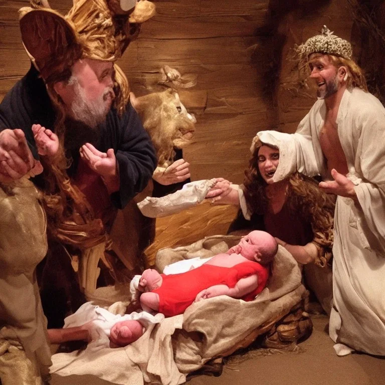 danny devito delivers baby jesus in a stable