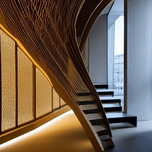 10 Grenelle, biomorphic structure , staircase ,bioluminescence, centrepiece,France, interior design, Les Echos, Le Parisien, LVMH, media division, minimalist, palace environment, parametric sculpture, Paris, refined details, metallic and wooden backround , masterpiece of Ora Ito