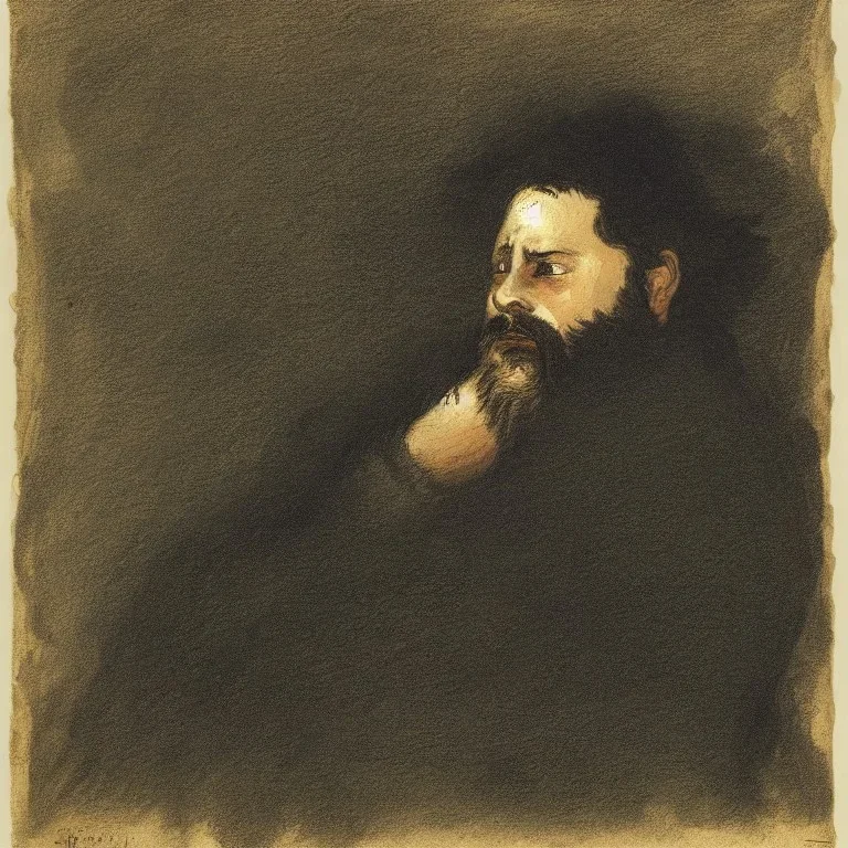 portrait of a depressed bearded man by goya