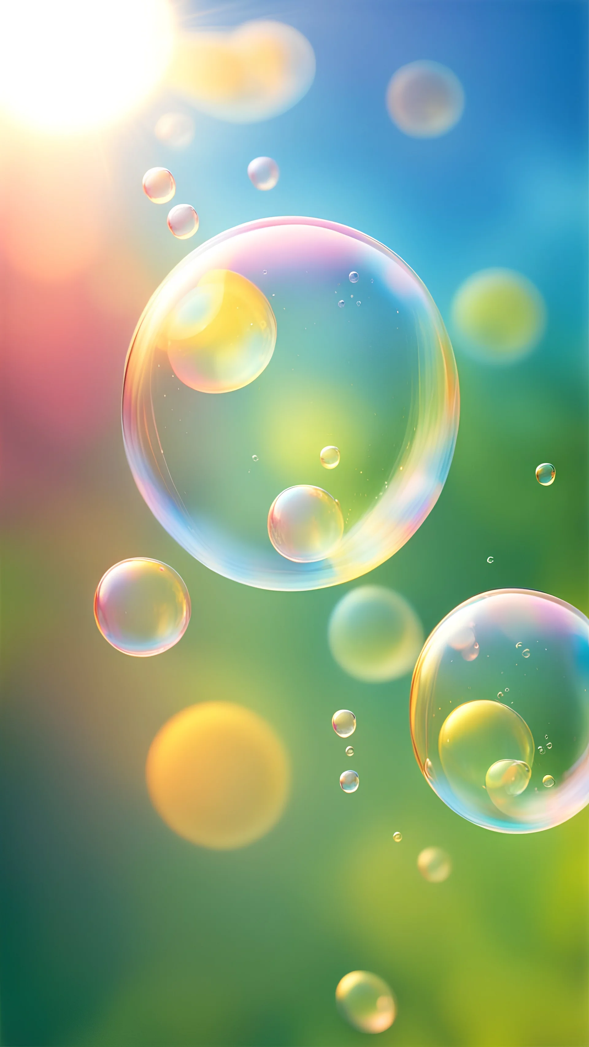 Soap bubbles on a sunny background