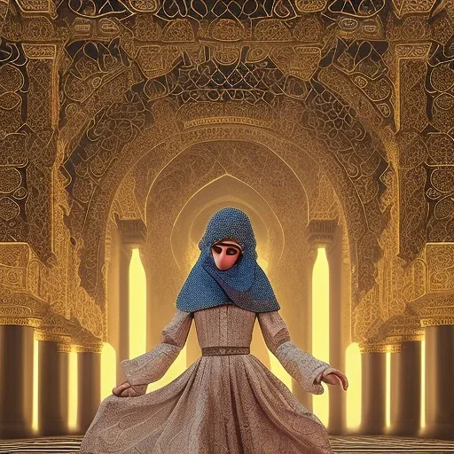 high-quality, award-winning photograph of women in burkas standing in front of intricate, ornate, fine-detailed, stunning mosque, mosaic walls, clear sky, flowing burkas, volumetric lighting, 8k resolution, high-quality, intricate,Jeanloup Sieff, Moe Zoyari, Marc Adamus, Ann Prochilo, Romain Veillon