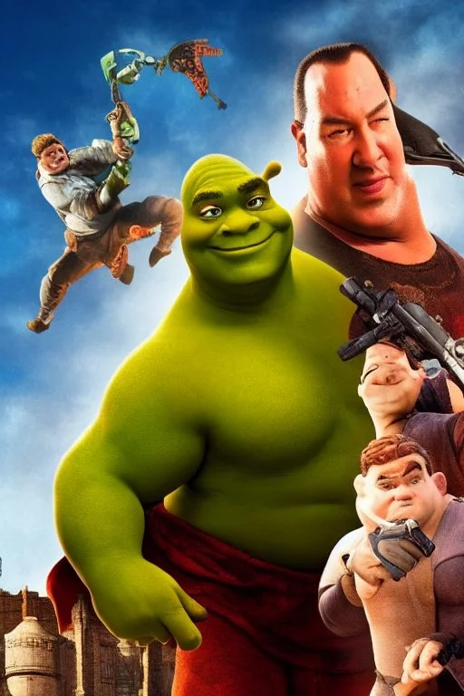 action movie poster starring shrek and steven seagal