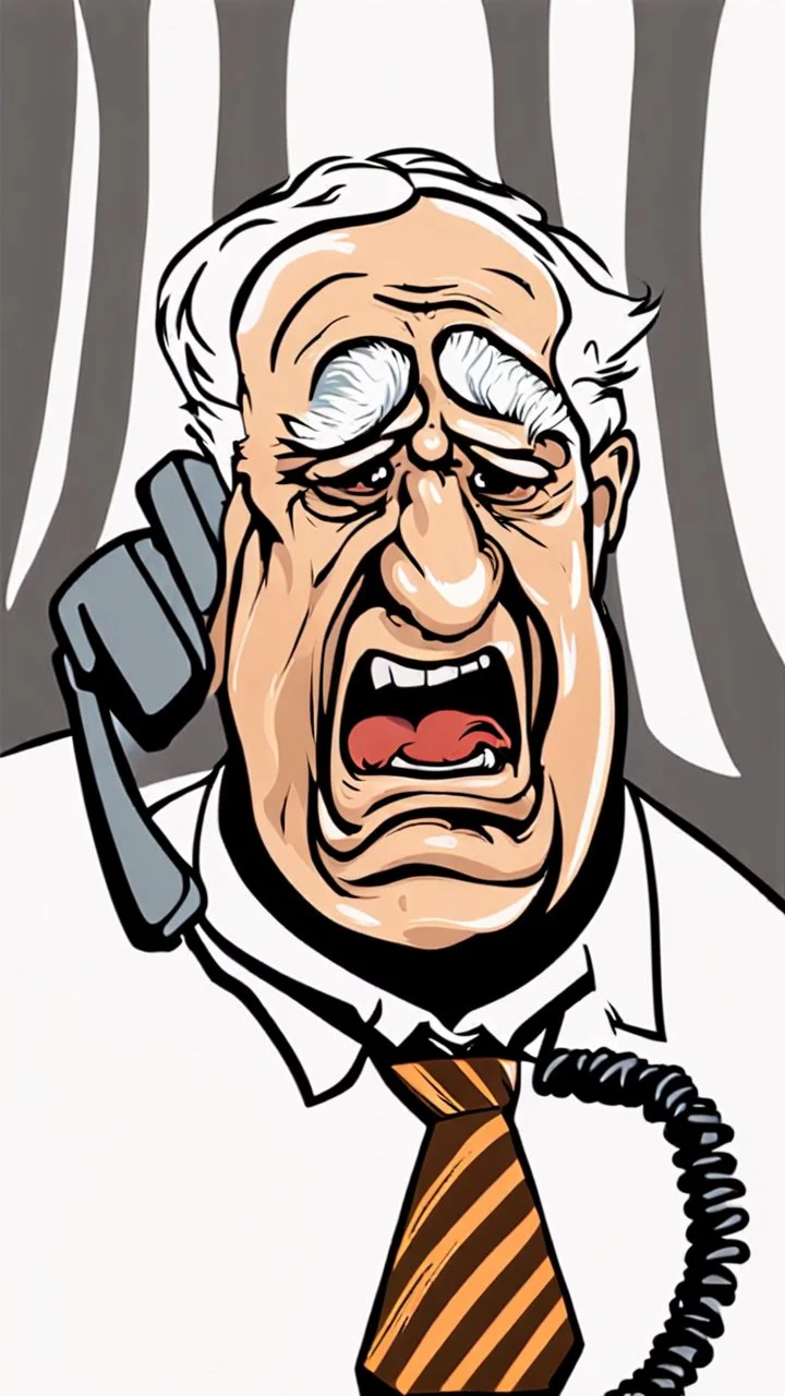 angry fat jibbering old fool yells on the phone