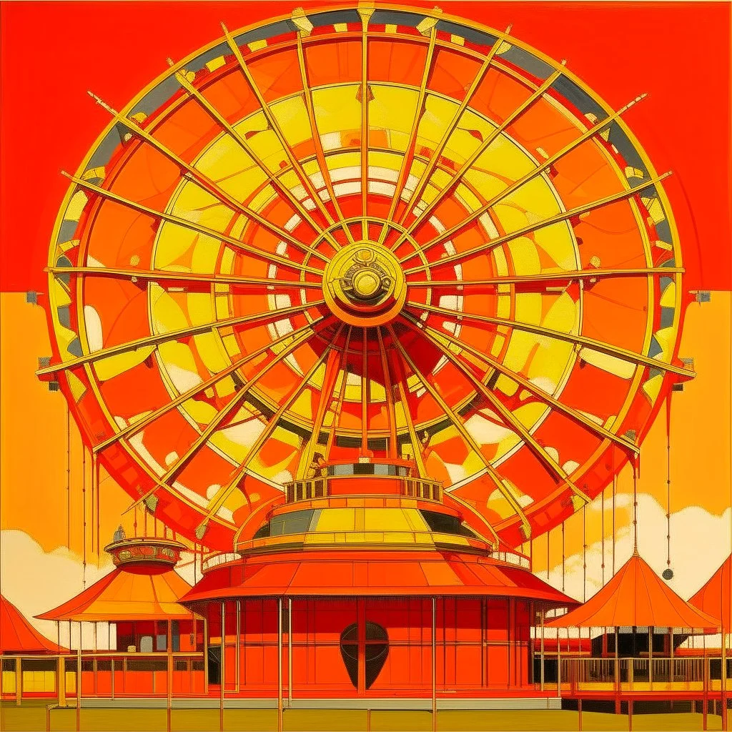 An orange colored oily carnival painted by Frank Lloyd Wright