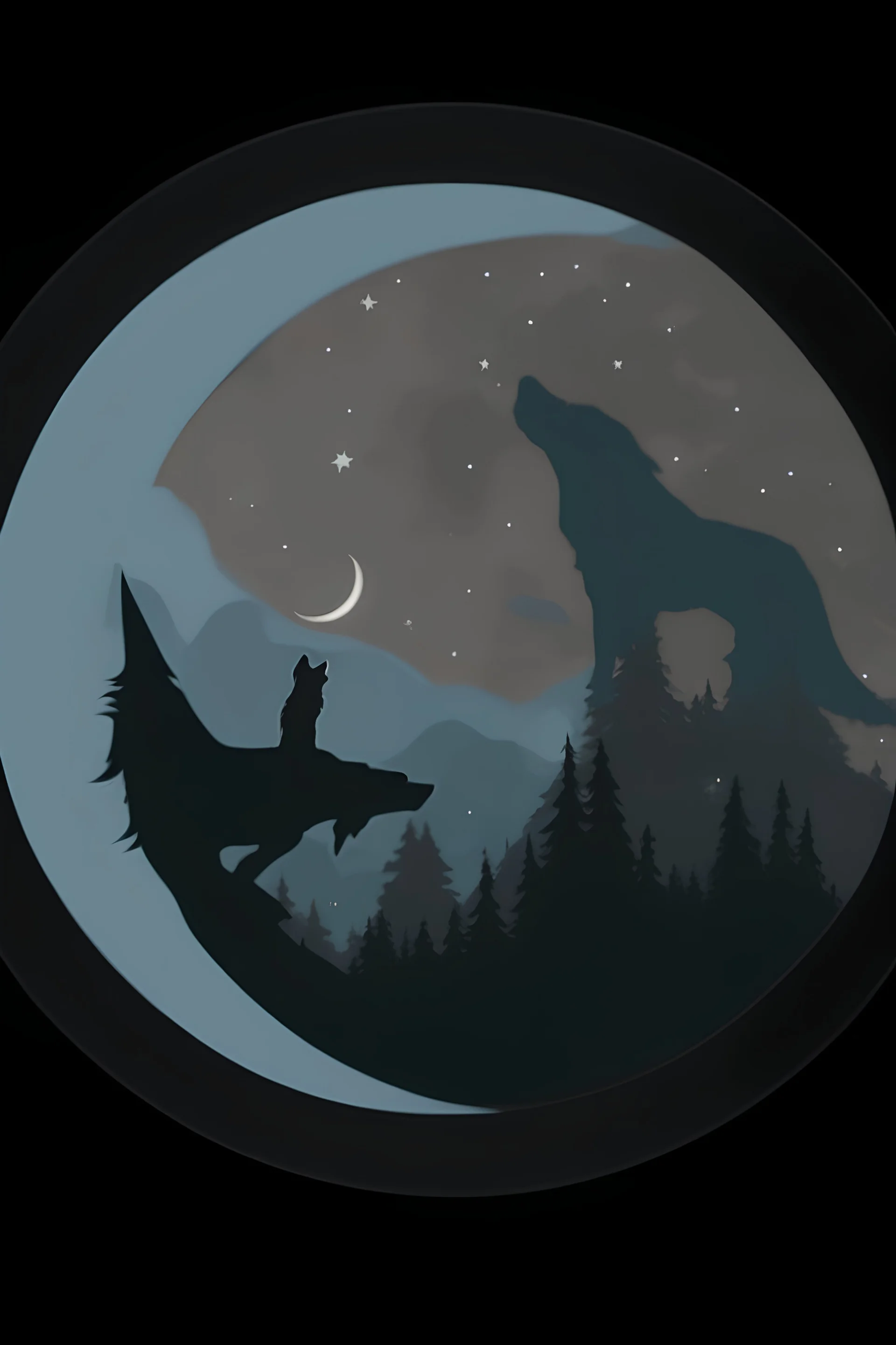 Wolf howling at the moon