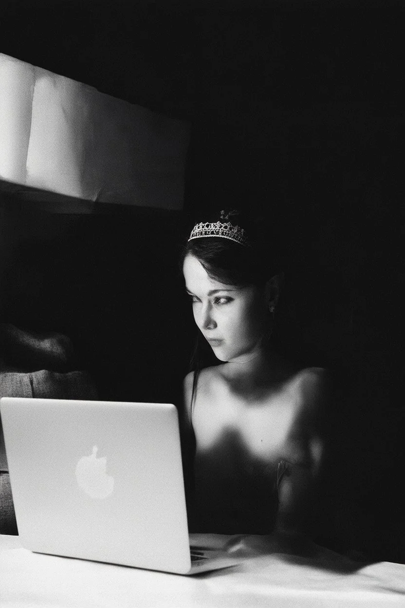 solana king liquidation flush shadow face in a dark room looking at computer oracle of delphi seeing the future in the style of surrealism black and white